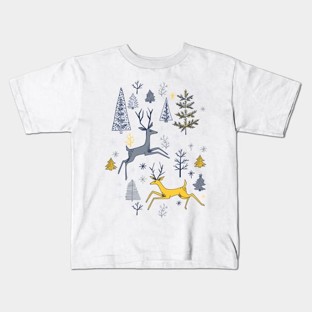 Cute Cartoon Reindeer Kids T-Shirt by SWON Design